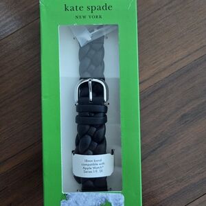 NEW! Kate Spade Black Leather Braided Apple Watch Band $98